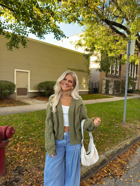 Olive You Cable Cardigan
